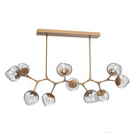 Luna Modern Branch Chandelier - Novel Brass / Clear Geo