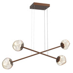 Luna  Moda Linear Chandelier - Burnished Bronze / Amber Geo