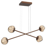 Luna  Moda Linear Chandelier - Burnished Bronze / Bronze Geo