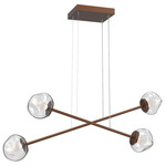 Luna  Moda Linear Chandelier - Burnished Bronze / Clear Geo