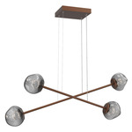 Luna  Moda Linear Chandelier - Burnished Bronze / Smoke Floret