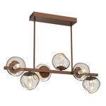 Luna Twisted Branch Linear Chandelier - Burnished Bronze / Amber Geo