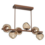 Luna Twisted Branch Linear Chandelier - Burnished Bronze / Bronze Geo