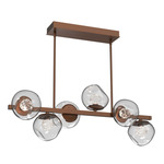 Luna Twisted Branch Linear Chandelier - Burnished Bronze / Clear Floret