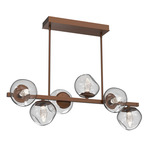 Luna Twisted Branch Linear Chandelier - Burnished Bronze / Clear Geo