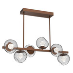 Luna Twisted Branch Linear Chandelier - Burnished Bronze / Clear Zircon