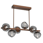 Luna Twisted Branch Linear Chandelier - Burnished Bronze / Smoke Geo