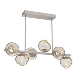 Luna Twisted Branch Linear Chandelier - Beige Silver / Amber Floret