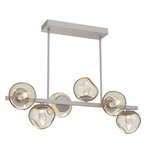 Luna Twisted Branch Linear Chandelier - Beige Silver / Amber Geo