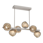 Luna Twisted Branch Linear Chandelier - Beige Silver / Bronze Floret