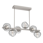 Luna Twisted Branch Linear Chandelier - Beige Silver / Clear Geo