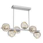 Luna Twisted Branch Linear Chandelier - Classic Silver / Amber Geo