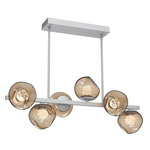 Luna Twisted Branch Linear Chandelier - Classic Silver / Bronze Floret