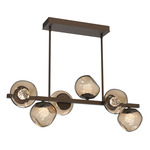 Luna Twisted Branch Linear Chandelier - Flat Bronze / Bronze Floret