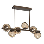 Luna Twisted Branch Linear Chandelier - Flat Bronze / Bronze Geo