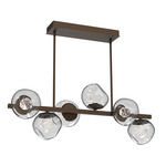 Luna Twisted Branch Linear Chandelier - Flat Bronze / Clear Floret