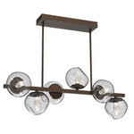 Luna Twisted Branch Linear Chandelier - Flat Bronze / Clear Geo