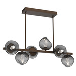 Luna Twisted Branch Linear Chandelier - Flat Bronze / Smoke Geo