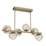 Luna Twisted Branch Linear Chandelier - Gilded Brass / Amber Geo