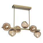 Luna Twisted Branch Linear Chandelier - Gilded Brass / Bronze Geo