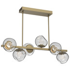 Luna Twisted Branch Linear Chandelier - Gilded Brass / Clear Floret