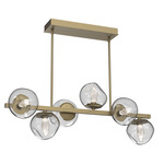 Luna Twisted Branch Linear Chandelier - Gilded Brass / Clear Geo