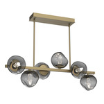 Luna Twisted Branch Linear Chandelier - Gilded Brass / Smoke Geo