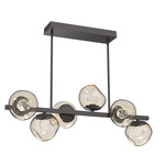 Luna Twisted Branch Linear Chandelier - Graphite / Amber Floret