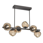 Luna Twisted Branch Linear Chandelier - Graphite / Bronze Geo