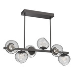 Luna Twisted Branch Linear Chandelier - Graphite / Clear Floret