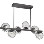 Luna Twisted Branch Linear Chandelier - Graphite / Clear Geo