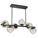 Luna Twisted Branch Linear Chandelier - Matte Black / Amber Geo