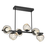 Luna Twisted Branch Linear Chandelier - Matte Black / Amber Zircon