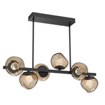 Luna Twisted Branch Linear Chandelier - Matte Black / Bronze Floret