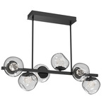 Luna Twisted Branch Linear Chandelier - Matte Black / Clear Floret