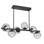 Luna Twisted Branch Linear Chandelier - Matte Black / Clear Geo