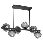 Luna Twisted Branch Linear Chandelier - Matte Black / Smoke Geo