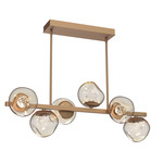 Luna Twisted Branch Linear Chandelier - Novel Brass / Amber Floret