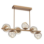 Luna Twisted Branch Linear Chandelier - Novel Brass / Amber Geo