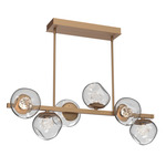 Luna Twisted Branch Linear Chandelier - Novel Brass / Clear Floret