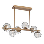 Luna Twisted Branch Linear Chandelier - Novel Brass / Clear Geo