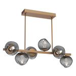 Luna Twisted Branch Linear Chandelier - Novel Brass / Smoke Geo