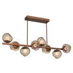 Luna Twisted Branch Linear Chandelier - Burnished Bronze / Bronze Floret