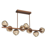 Luna Twisted Branch Linear Chandelier - Burnished Bronze / Bronze Geo