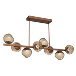 Luna Twisted Branch Linear Chandelier - Burnished Bronze / Bronze Zircon