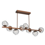 Luna Twisted Branch Linear Chandelier - Burnished Bronze / Clear Floret