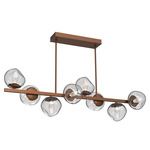 Luna Twisted Branch Linear Chandelier - Burnished Bronze / Clear Geo