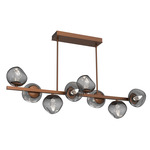 Luna Twisted Branch Linear Chandelier - Burnished Bronze / Smoke Geo