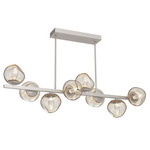 Luna Twisted Branch Linear Chandelier - Beige Silver / Amber Geo