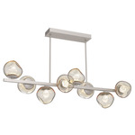 Luna Twisted Branch Linear Chandelier - Beige Silver / Amber Zircon